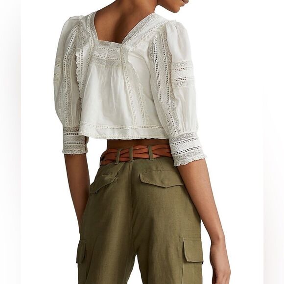 Polo Ralph Lauren- Lace Cotton Voile Blouse - Size 8 - Picture 3 of 6